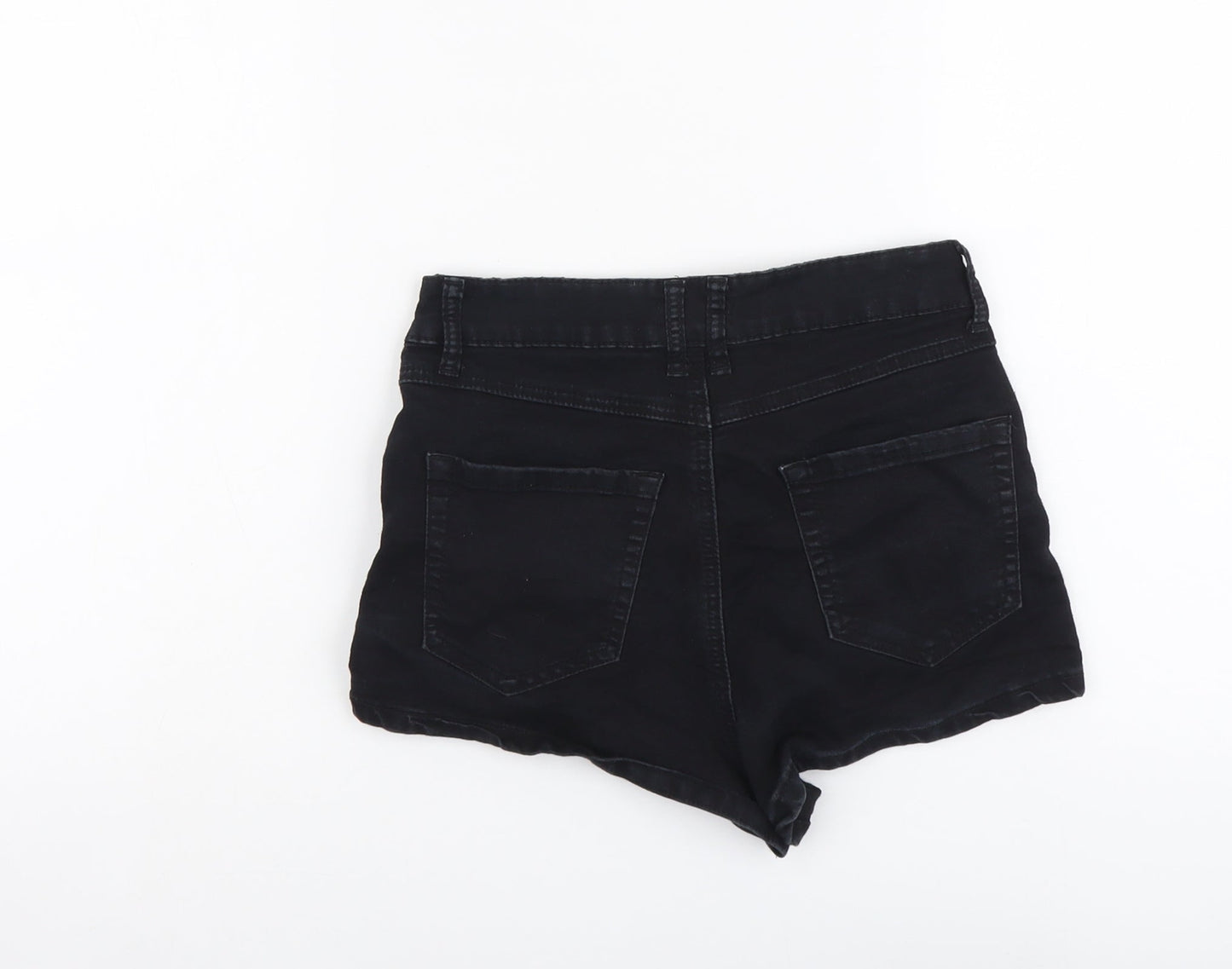 FOREVER 21 Womens Black Herringbone Cotton Hot Pants Shorts Size 26 in L3 in Regular Button
