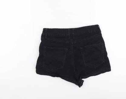 FOREVER 21 Womens Black Herringbone Cotton Hot Pants Shorts Size 26 in L3 in Regular Button