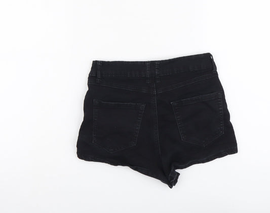 FOREVER 21 Womens Black Herringbone Cotton Hot Pants Shorts Size 26 in L3 in Regular Button