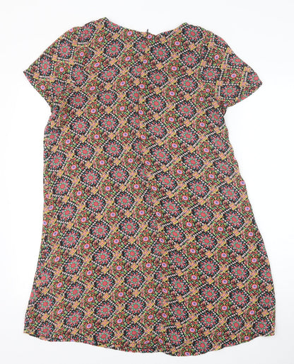 Cutie Womens Multicoloured Geometric Polyester Shift Size 10 Scoop Neck Zip