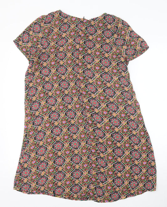 Cutie Womens Multicoloured Geometric Polyester Shift Size 10 Scoop Neck Zip