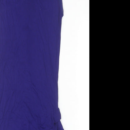 Oasis Womens Blue Viscose A-Line Size S Scoop Neck Zip