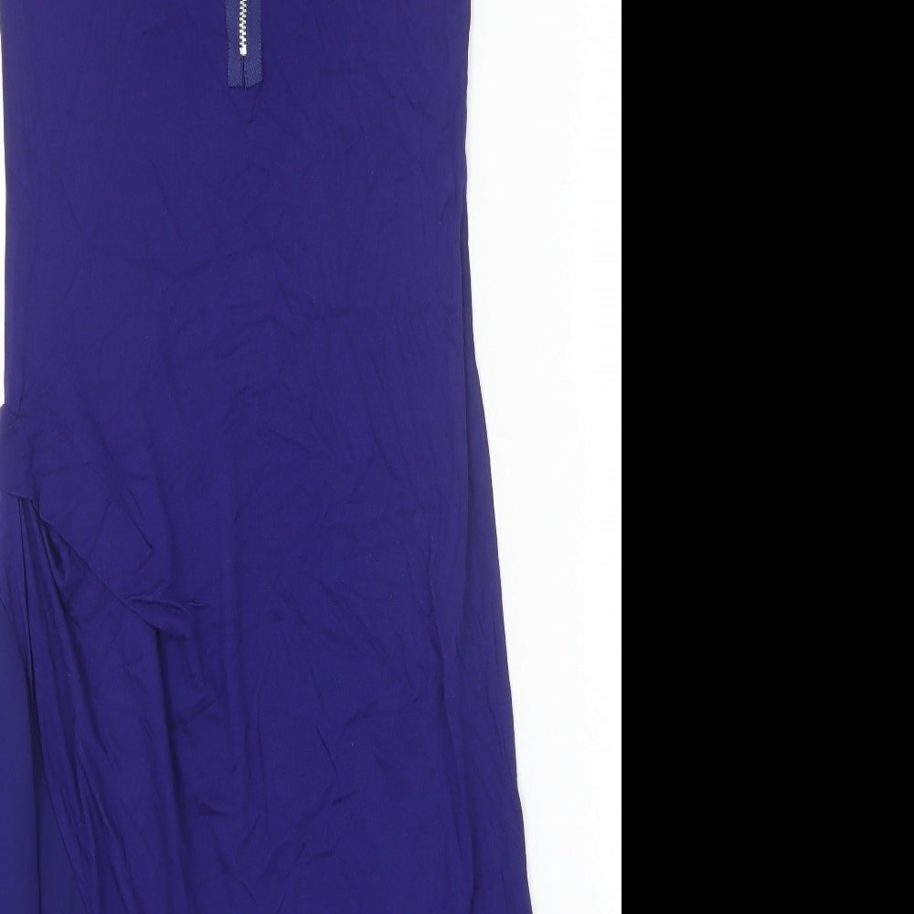 Oasis Womens Blue Viscose A-Line Size S Scoop Neck Zip