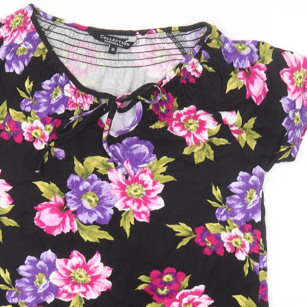 Womens UK Size 10 Debenhams Black Basic T-Shirt