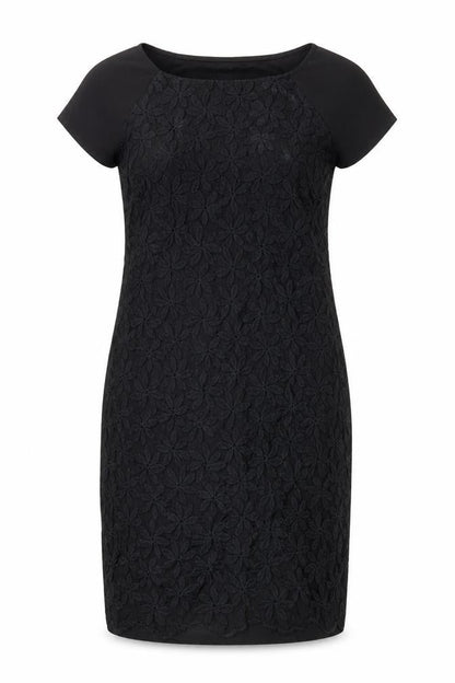 F&F Womens Black Floral Polyester Pencil Dress Size 10 Boat Neck Pullover