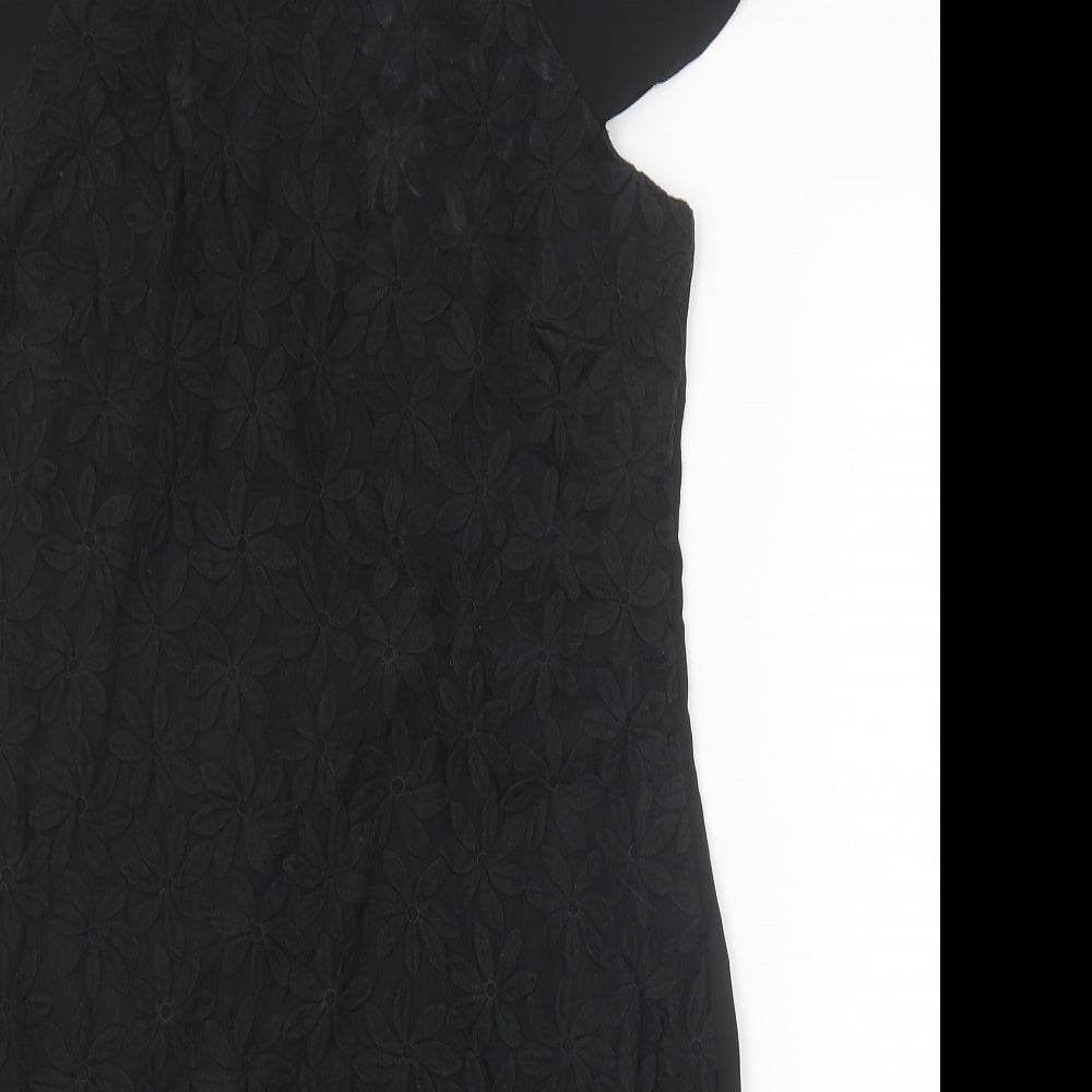 F&F Womens Black Floral Polyester Pencil Dress Size 10 Boat Neck Pullover