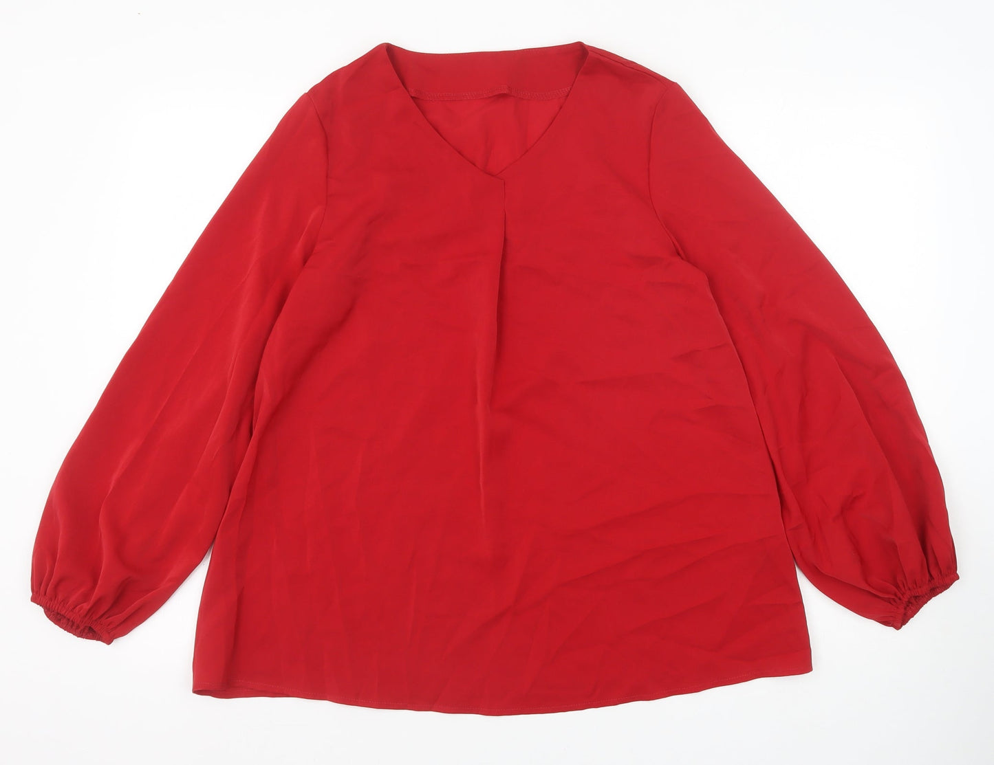 SheIn Womens Red Polyester Basic Blouse Size S V-Neck
