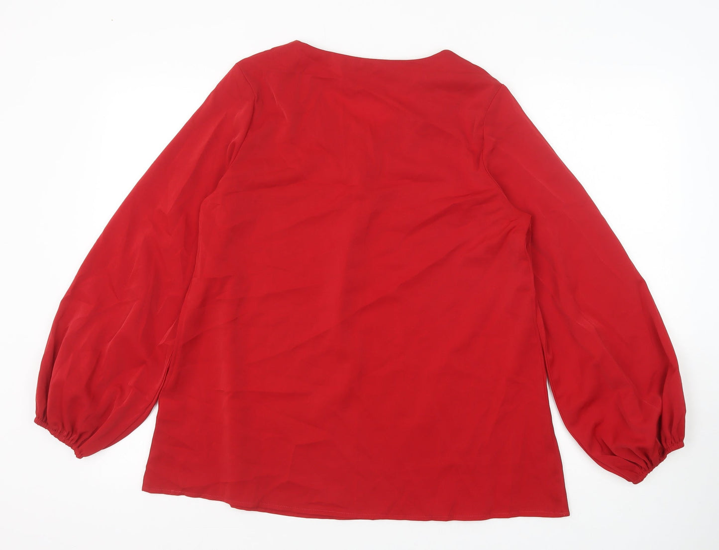 SheIn Womens Red Polyester Basic Blouse Size S V-Neck
