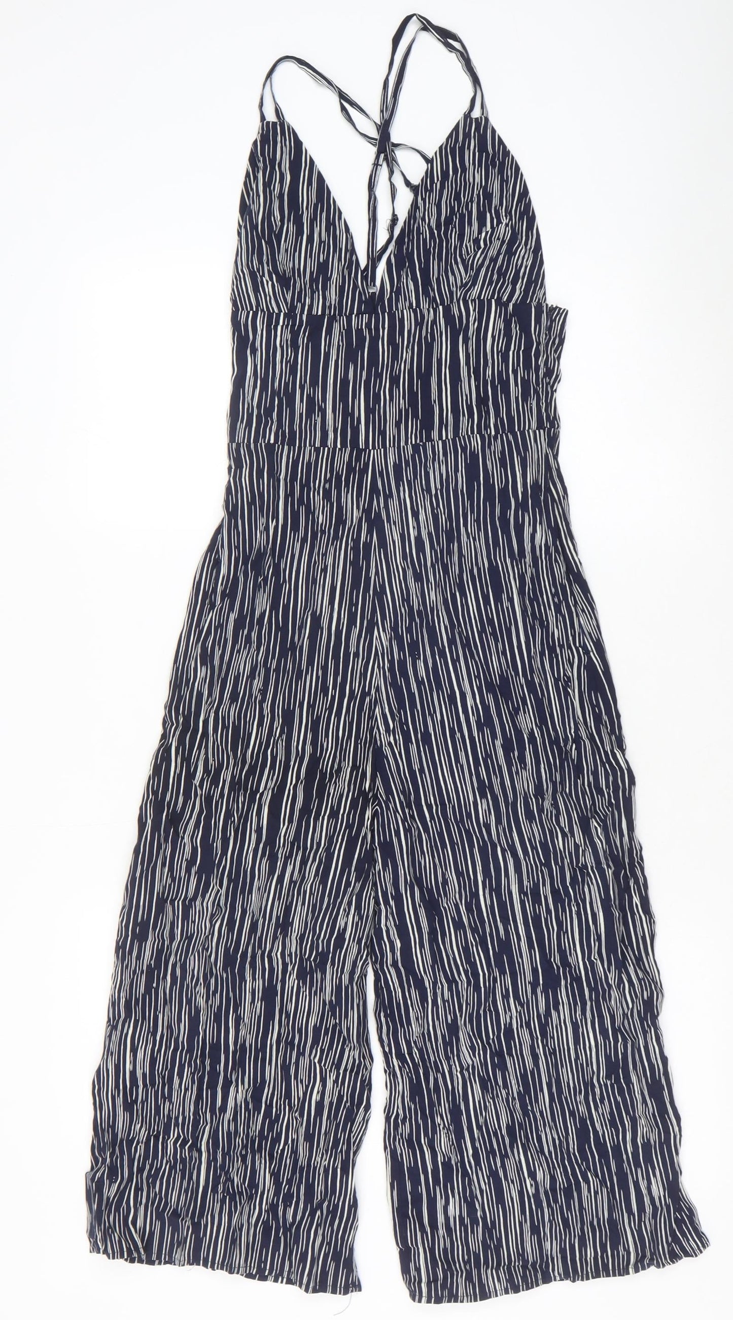 Club L Womens Blue Geometric Viscose Jumpsuit One-Piece Size 6 Zip