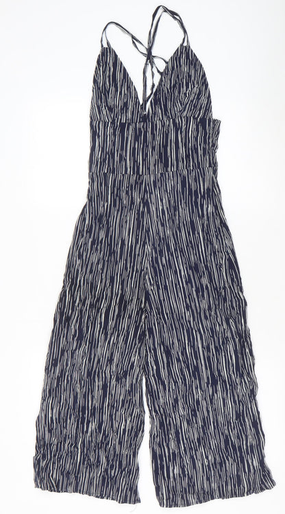 Club L Womens Blue Geometric Viscose Jumpsuit One-Piece Size 6 Zip