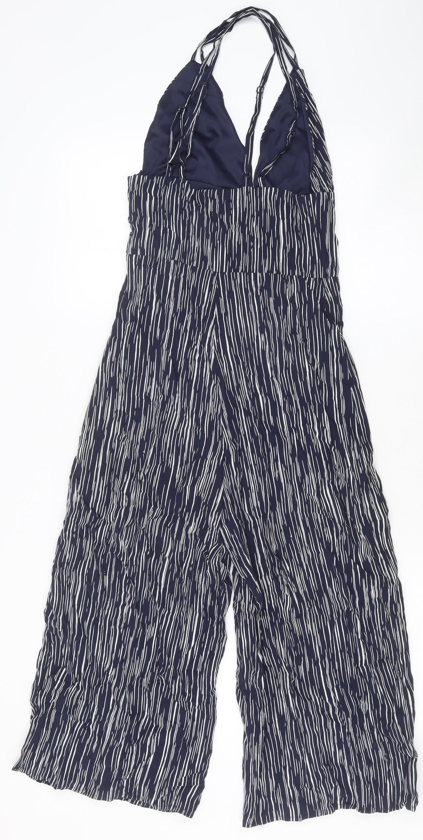 Club L Womens Blue Geometric Viscose Jumpsuit One-Piece Size 6 Zip