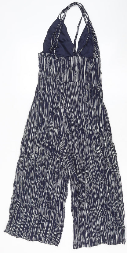 Club L Womens Blue Geometric Viscose Jumpsuit One-Piece Size 6 Zip