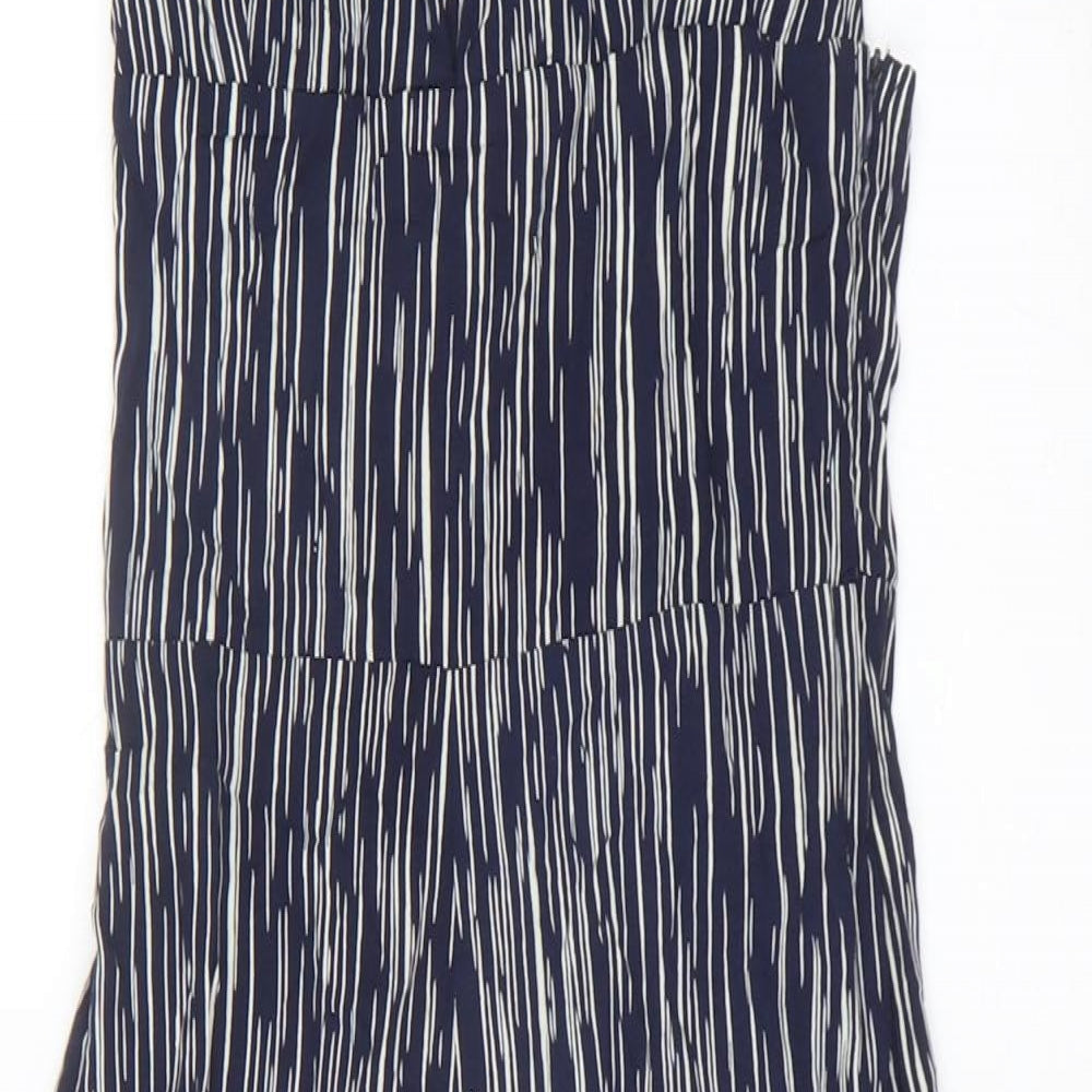 Club L Womens Blue Geometric Viscose Jumpsuit One-Piece Size 6 Zip