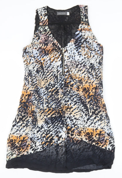Mint Velvet Womens Multicoloured Geometric Viscose A-Line Size 8 V-Neck Zip