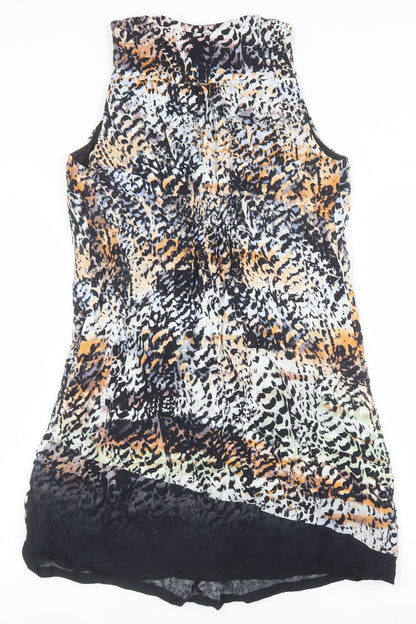 Mint Velvet Womens Multicoloured Geometric Viscose A-Line Size 8 V-Neck Zip