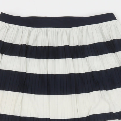 H&M Womens Blue Striped Polyester A-Line Skirt Size S
