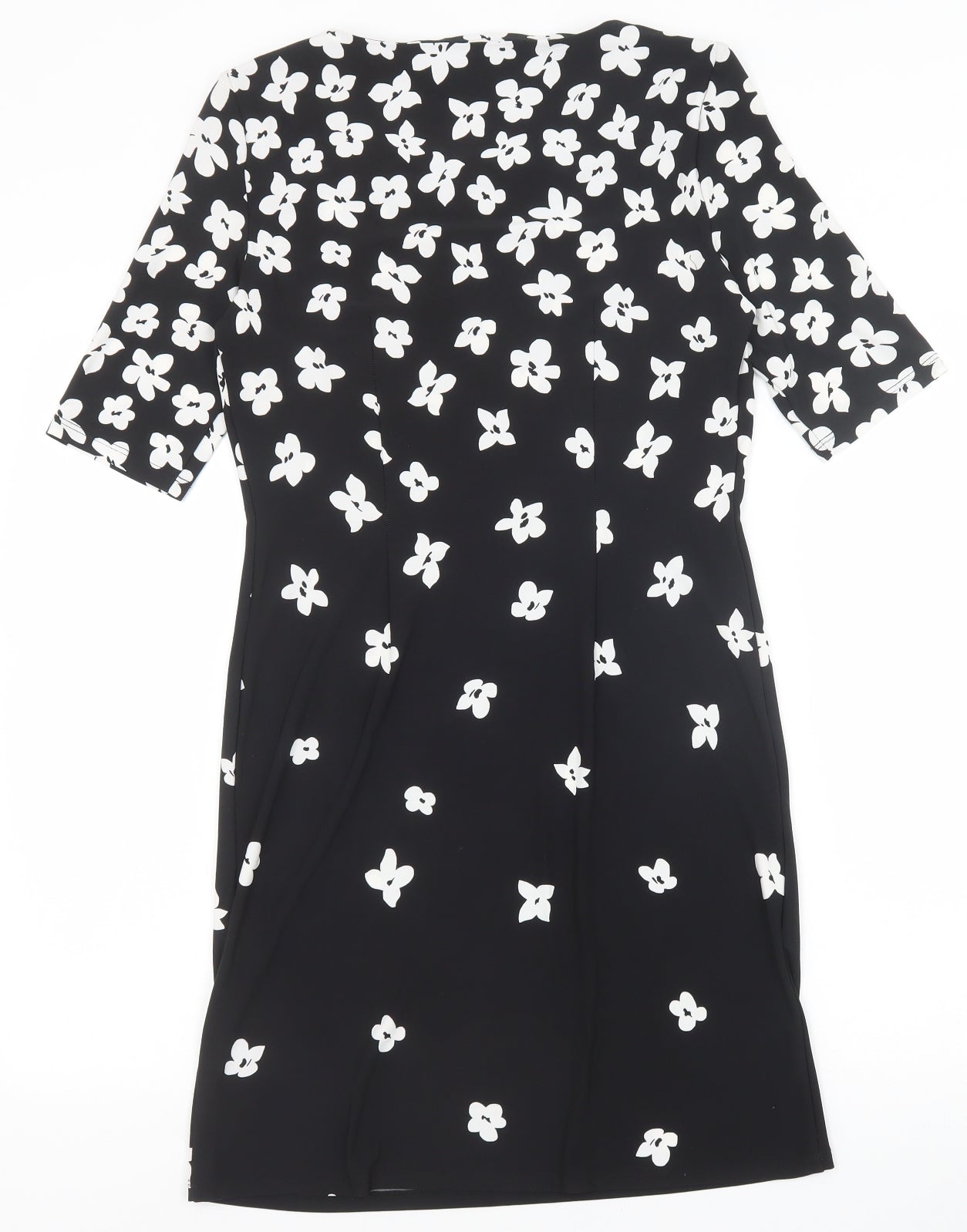 Precis Womens Black Floral Polyester Shift Size 8 Round Neck Pullover