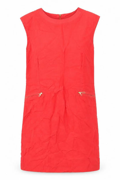 Jesire Womens Red Silk Shift Size 6 Round Neck Zip