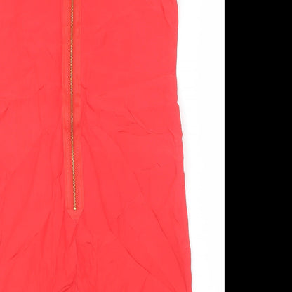 Jesire Womens Red Silk Shift Size 6 Round Neck Zip