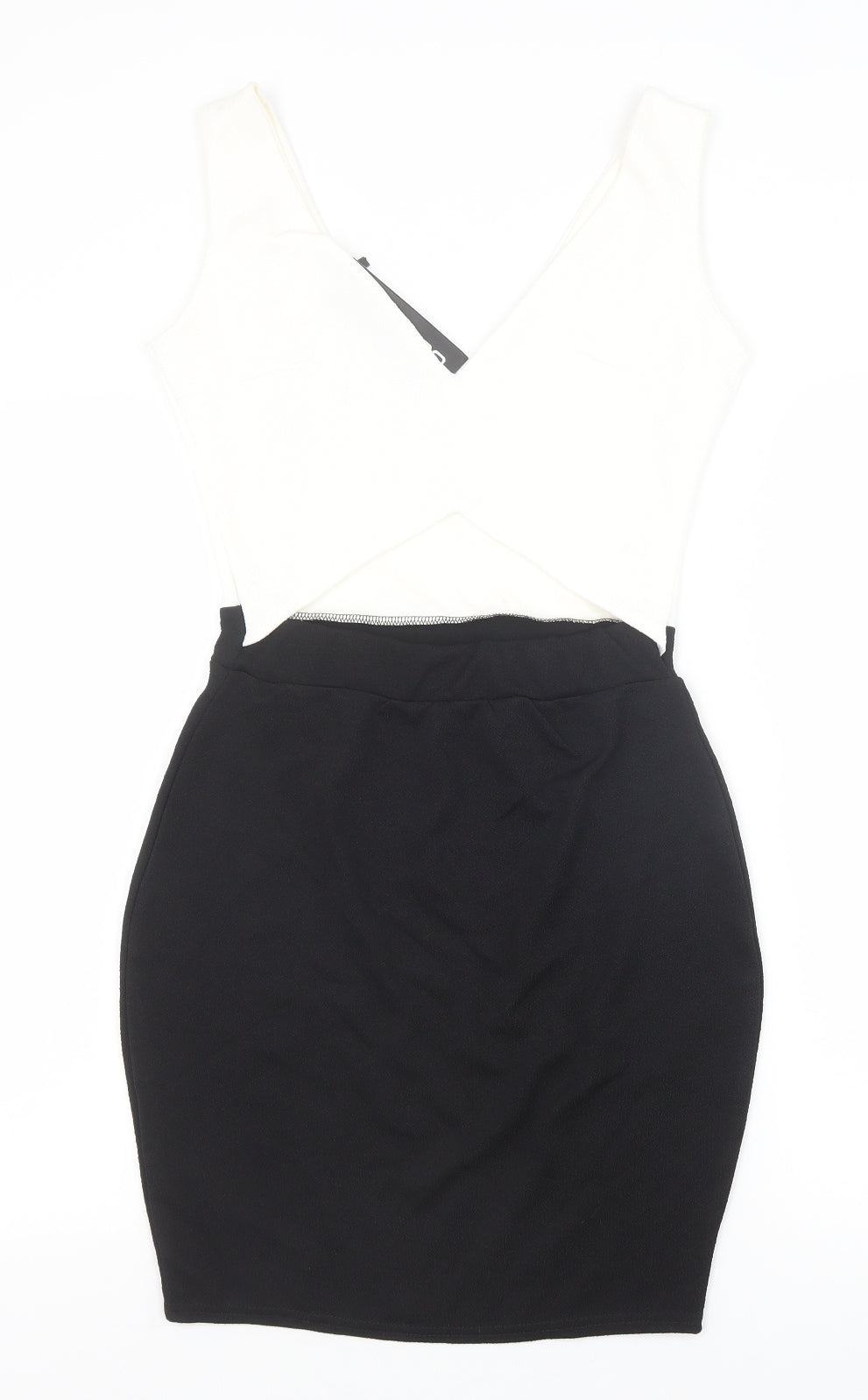 Boohoo Womens Black Polyester Pencil Dress Size 10 V-Neck Pullover