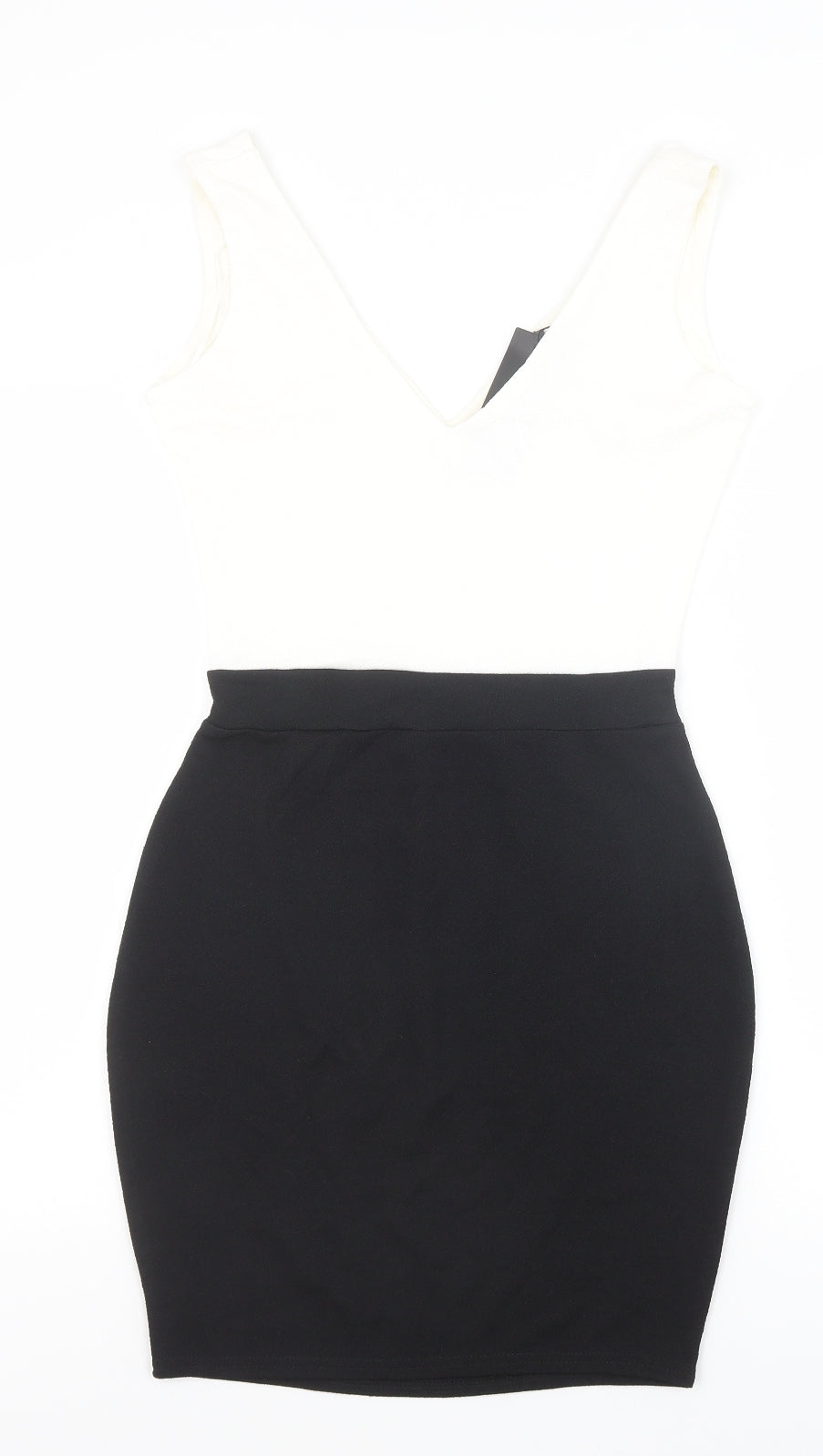 Boohoo Womens Black Polyester Pencil Dress Size 10 V-Neck Pullover