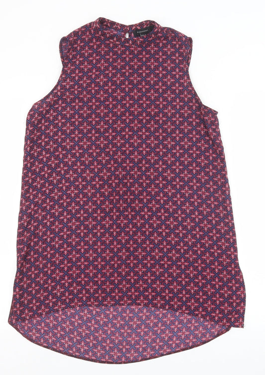 Primark Womens Purple Geometric Polyester Basic Tank Size 10 Round Neck