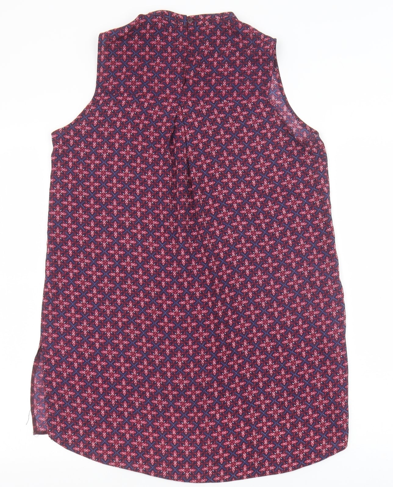 Primark Womens Purple Geometric Polyester Basic Tank Size 10 Round Neck