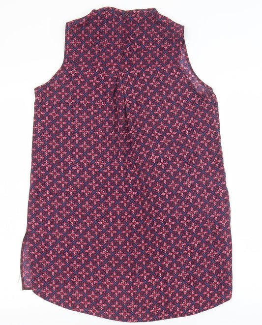 Primark Womens Purple Geometric Polyester Basic Tank Size 10 Round Neck