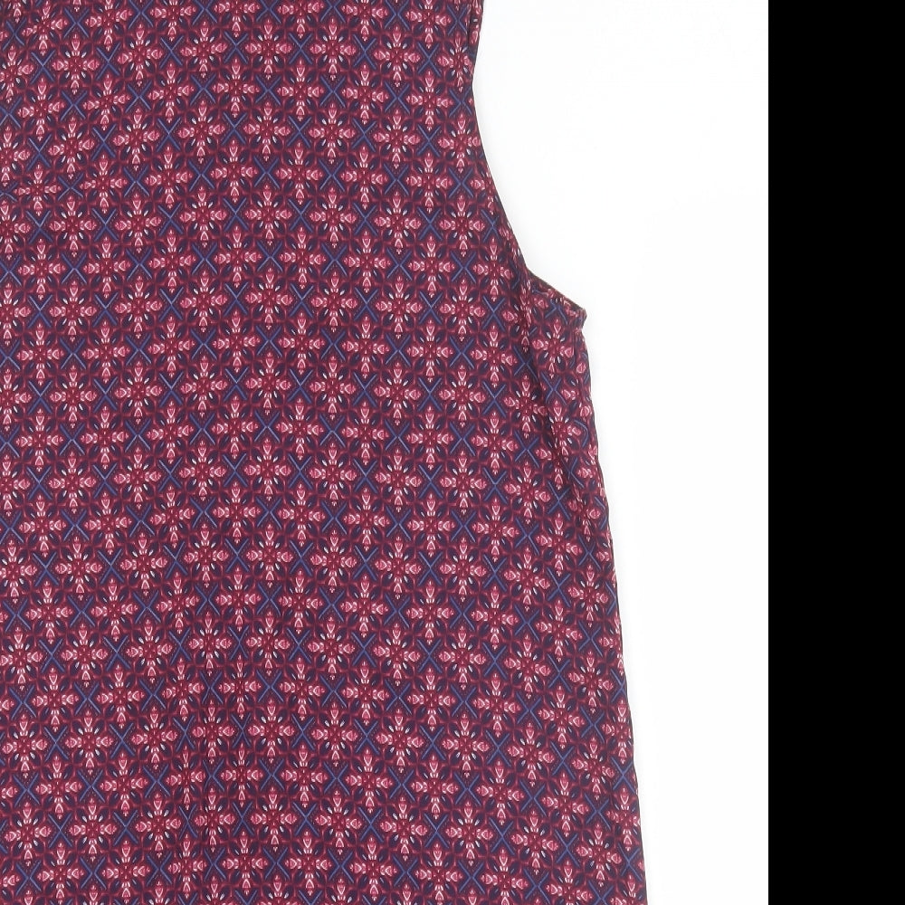 Primark Womens Purple Geometric Polyester Basic Tank Size 10 Round Neck