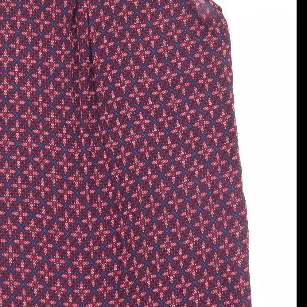 Primark Womens Purple Geometric Polyester Basic Tank Size 10 Round Neck