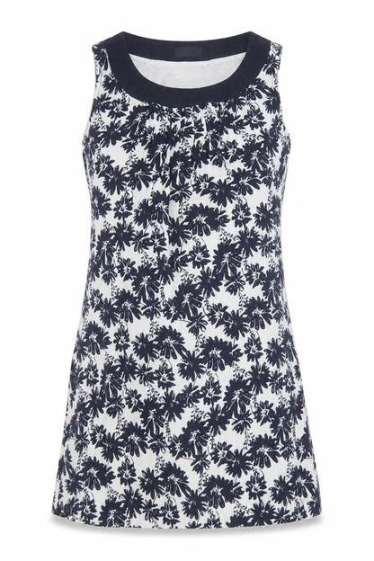 Marks and Spencer Womens Blue Geometric Polyester A-Line Size 10 Scoop Neck Zip