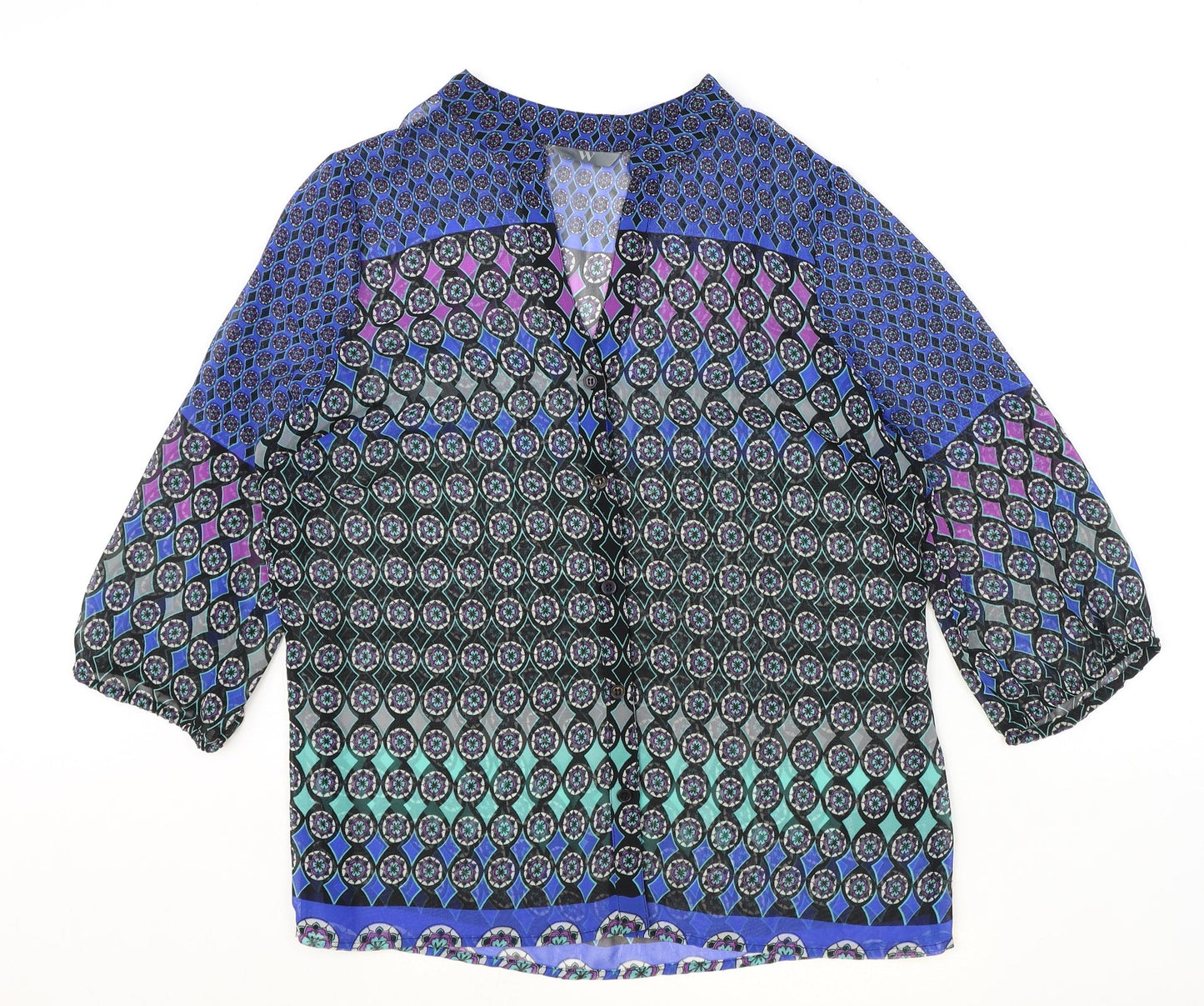 Womens UK Size 14 BHS Multicoloured Basic Blouse
