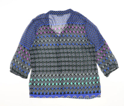 Womens UK Size 14 BHS Multicoloured Basic Blouse