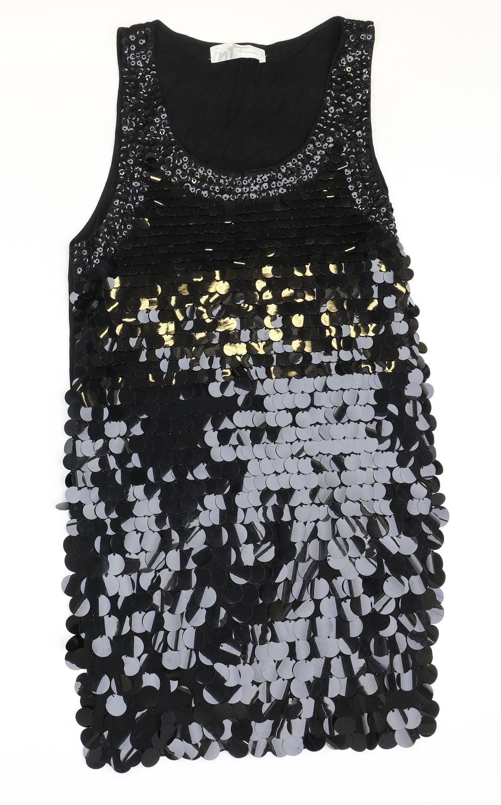 Internacionale Womens Black Polyester Shift Size 12 Scoop Neck Pullover