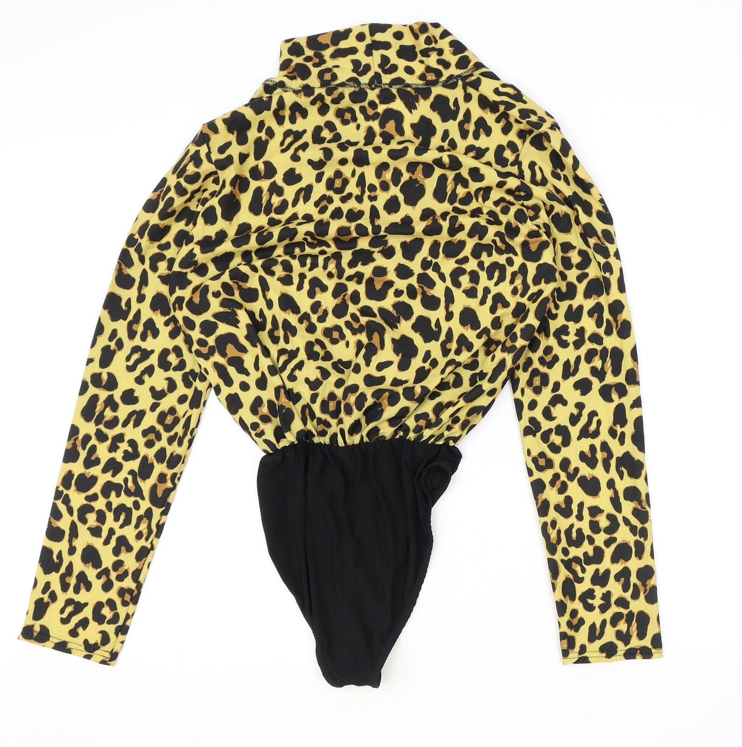 Boohoo Womens Brown Animal Print Polyester Bodysuit One-Piece Size 10 Snap - Leopard Print