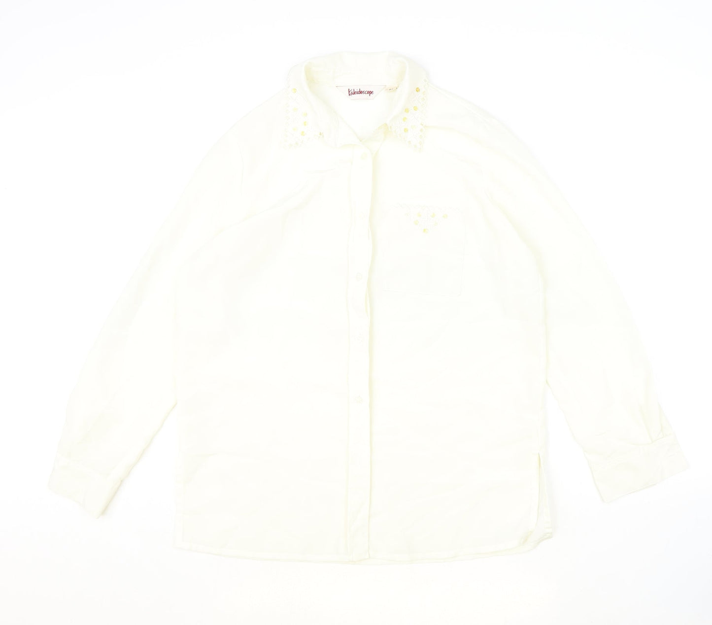 Womens UK Size 12 Kaleidoscope Ivory Basic Button-Up