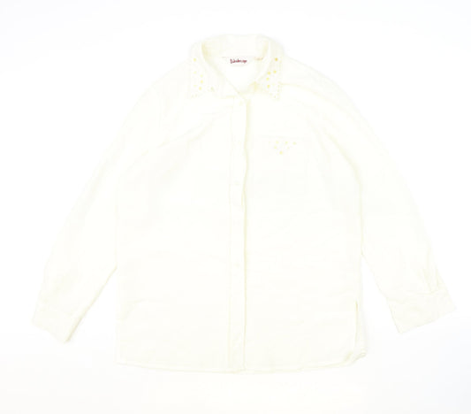 Womens UK Size 12 Kaleidoscope Ivory Basic Button-Up