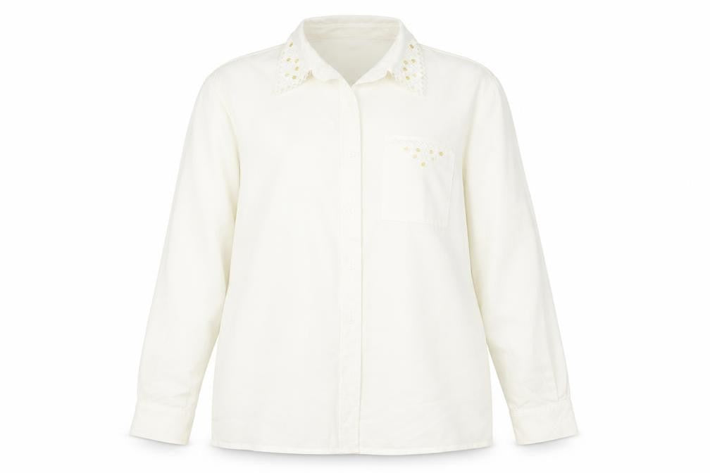 Womens UK Size 12 Kaleidoscope Ivory Basic Button-Up