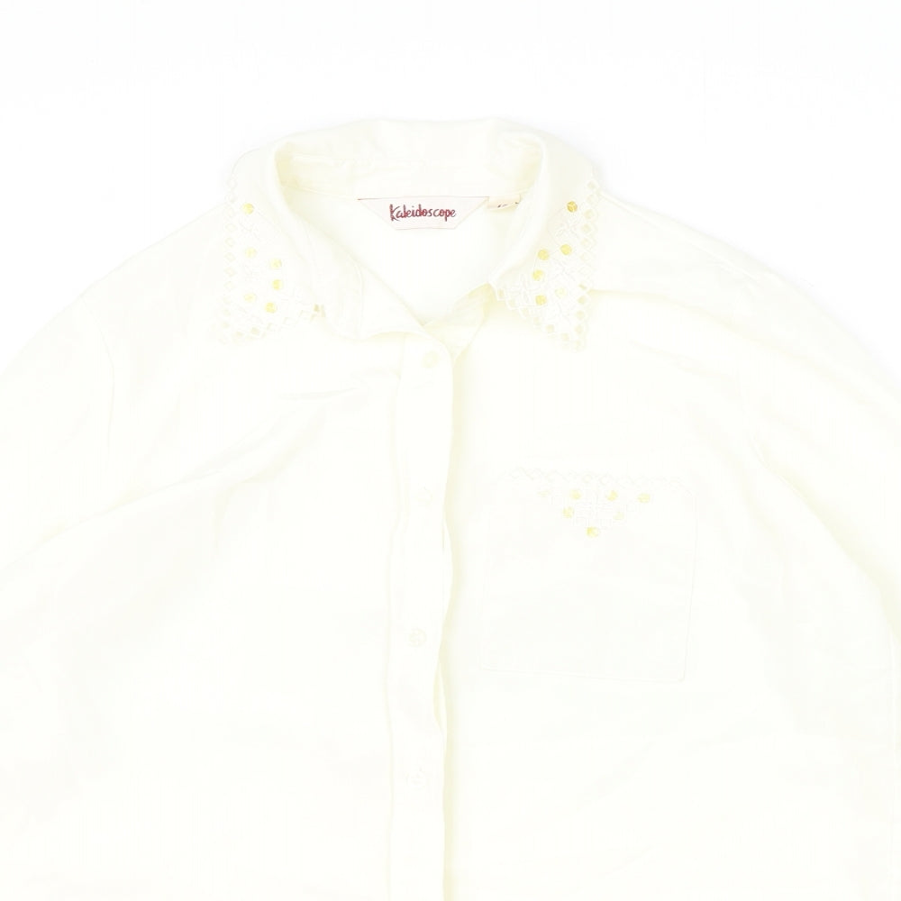 Womens UK Size 12 Kaleidoscope Ivory Basic Button-Up