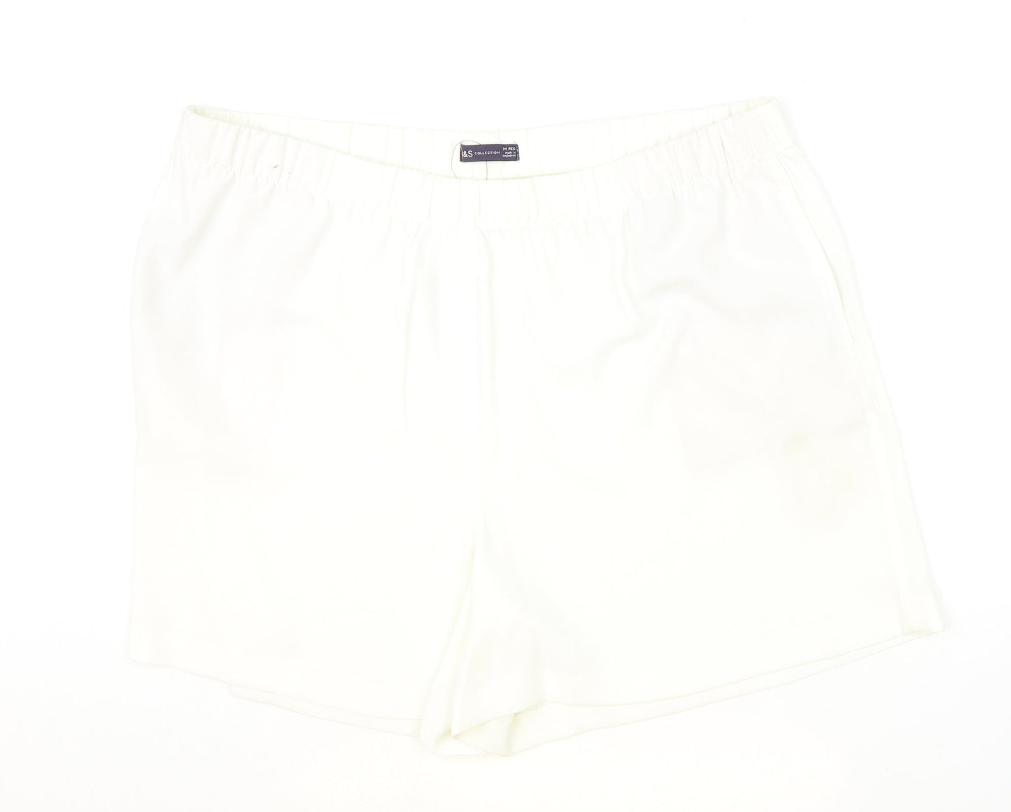 Marks and Spencer Womens Ivory Polyester Hot Pants Shorts Size 24 Regular Pull On