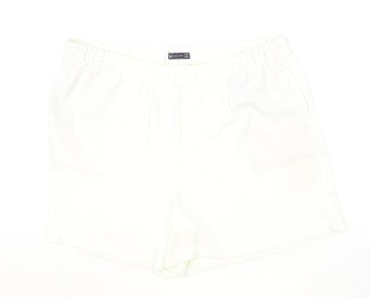Marks and Spencer Womens Ivory Polyester Hot Pants Shorts Size 24 Regular Pull On