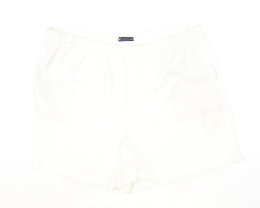 Marks and Spencer Womens Ivory Polyester Hot Pants Shorts Size 24 Regular Pull On
