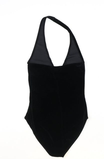 Marks and Spencer Womens Black Polyester Bodysuit One-Piece Size 10 Snap