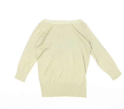 BHS Womens Gold Boat Neck Viscose Pullover Jumper Size 10