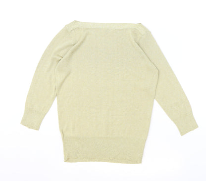 BHS Womens Gold Boat Neck Viscose Pullover Jumper Size 10