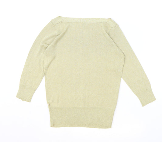 BHS Womens Gold Boat Neck Viscose Pullover Jumper Size 10
