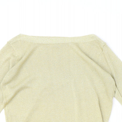 BHS Womens Gold Boat Neck Viscose Pullover Jumper Size 10