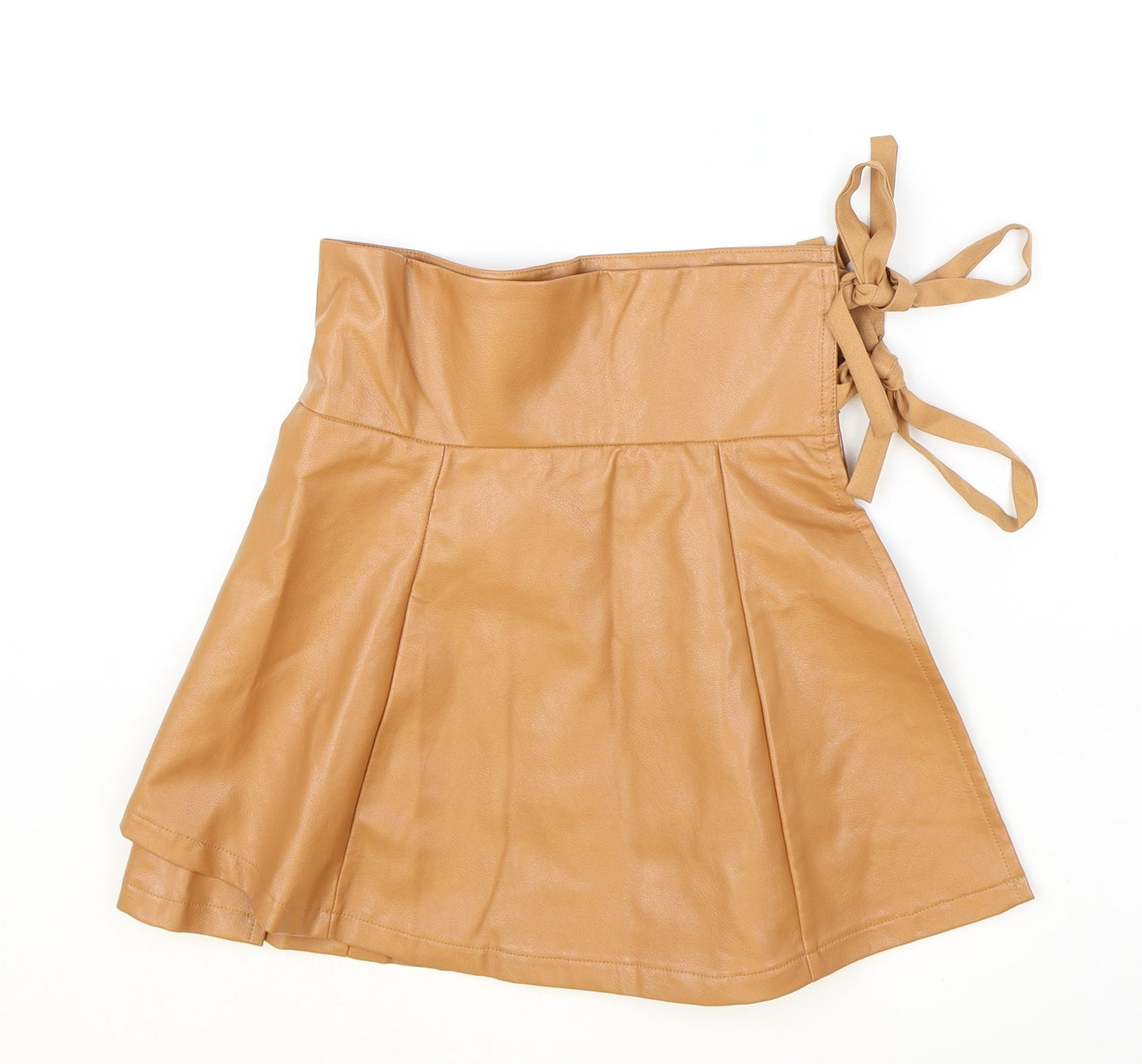 In the Style Womens Brown Polyester Wrap Skirt Size 8 Tie - Faux Leather