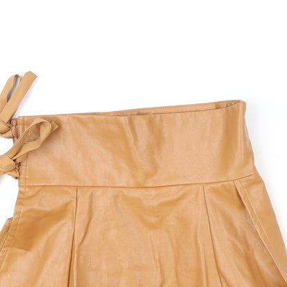 In the Style Womens Brown Polyester Wrap Skirt Size 8 Tie - Faux Leather