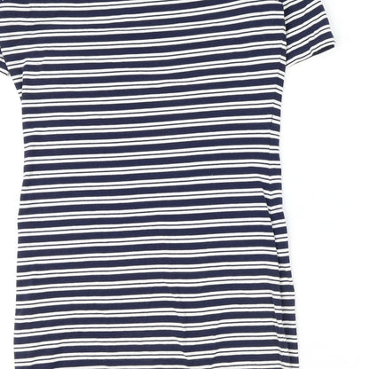 Very Womens Blue Striped Cotton Pencil Dress Size 12 Off the Shoulder Pullover